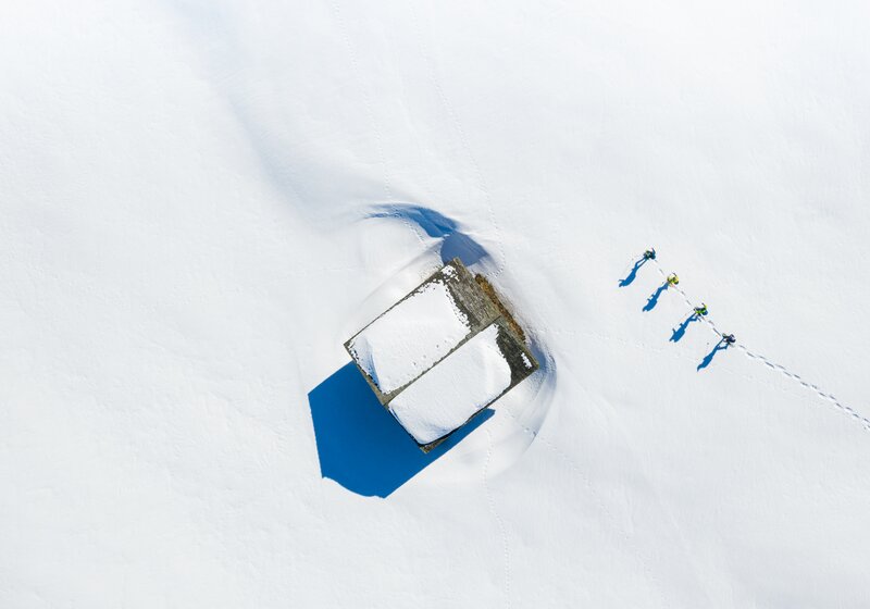 Winter hiking with snowshoes